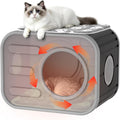 Joxxoaa Outdoor resin weatherproof cat house,with mat ventilated and insulated for Cats,Kittens,Puppies,washable,easy to assemble,scratch and bite-resistant,non-stick to hair (black)