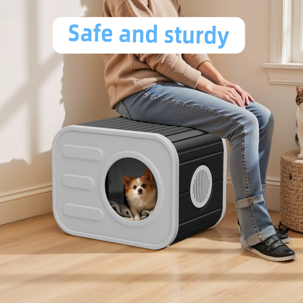 Joxxoaa Outdoor resin weatherproof cat house,with mat ventilated and insulated for Cats,Kittens,Puppies,washable,easy to assemble,scratch and bite-resistant,non-stick to hair (black)