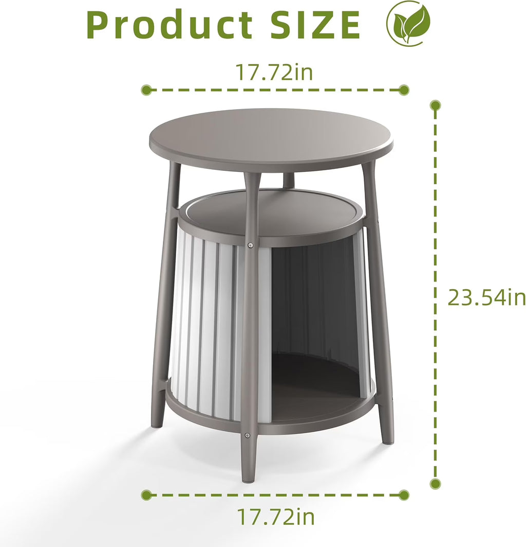 Joxxoaa Resin Cat House Side Table, Weatherproof Ventilated Pet Shelter for Cats Kittens Puppies, Easy to Assemble, Gray