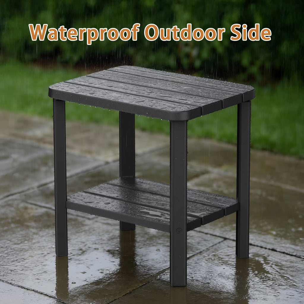 Joxxoaa Outdoor Small Resin Square Side/End Table, Patio Coffee Bistro Table,Indoor, Outdoor, Patio.（Black ）