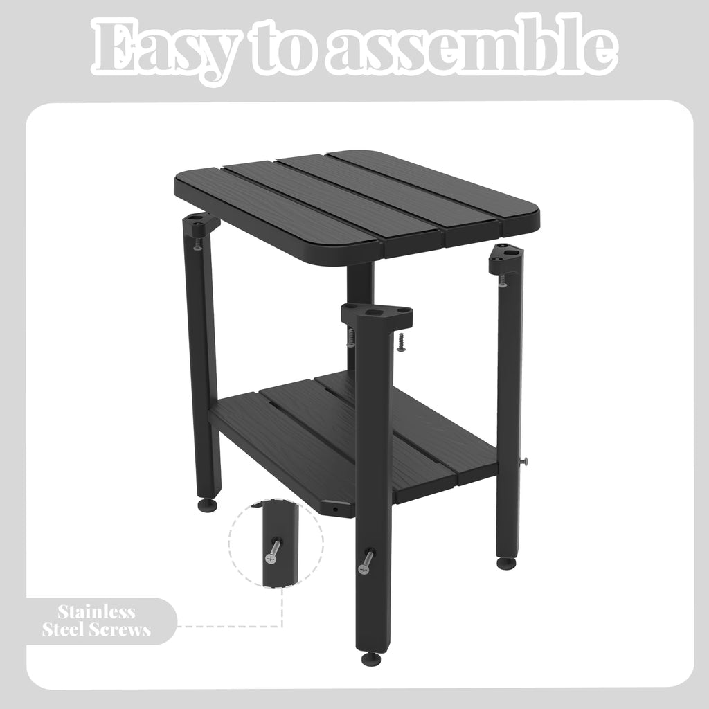 Joxxoaa Outdoor Small Resin Square Side/End Table, Patio Coffee Bistro Table,Indoor, Outdoor, Patio.（Black ）
