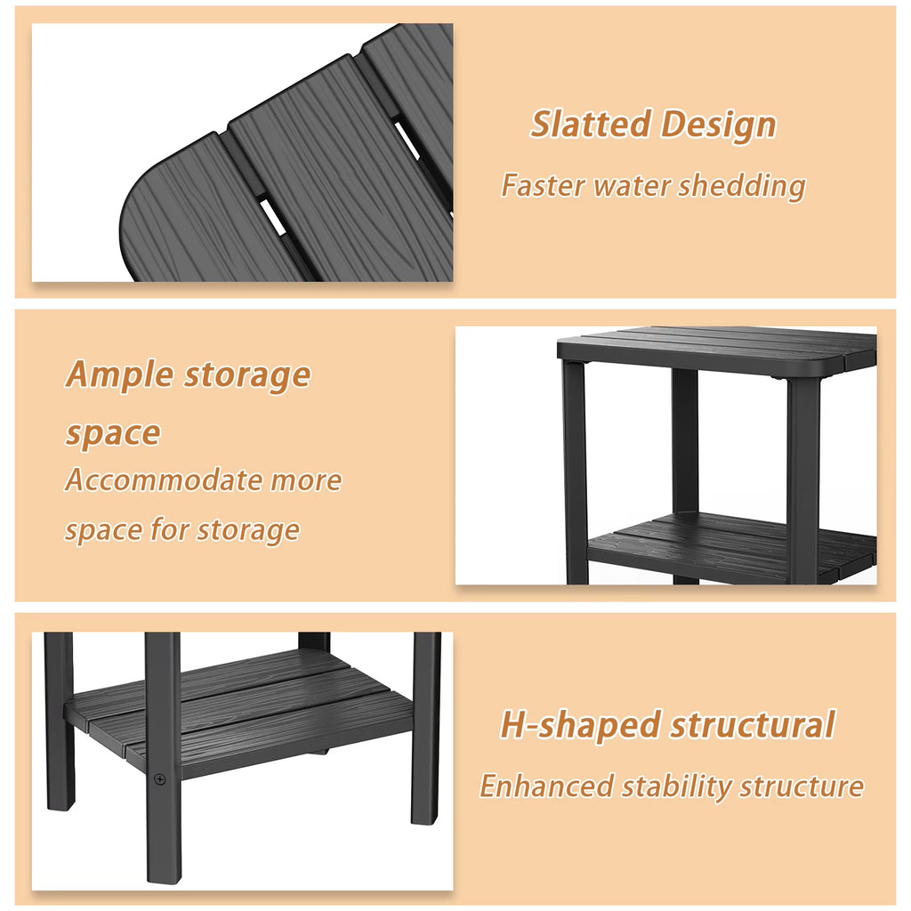 Joxxoaa Outdoor Small Resin Square Side/End Table, Patio Coffee Bistro Table,Indoor, Outdoor, Patio.（Black ）