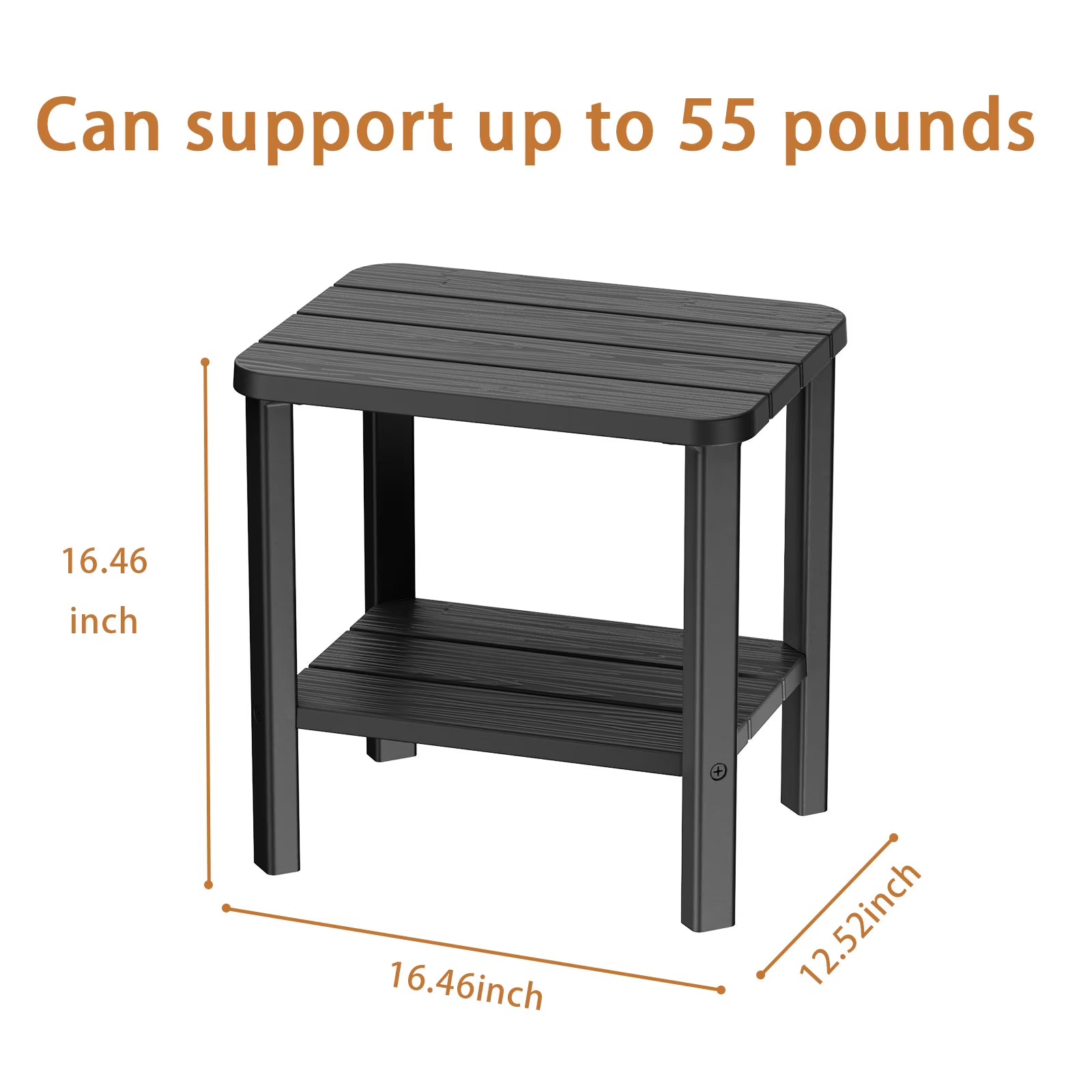 Joxxoaa Outdoor Small Resin Square Side/End Table, Patio Coffee Bistro Table,Indoor, Outdoor, Patio.（Black ）