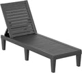 Joxxoaa Plastic Outdoor Chaise Lounge Chair, Adjustable Backrest Weather Resistant Patio Pool Recliner for Backyard Garden, Black.
