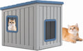 Joxxoaa Outdoor Resin Weatherproof Cat House, Ventilated Insulated Shelter for Cats Kittens Puppies, Washable & Easy to Assemble, Blue