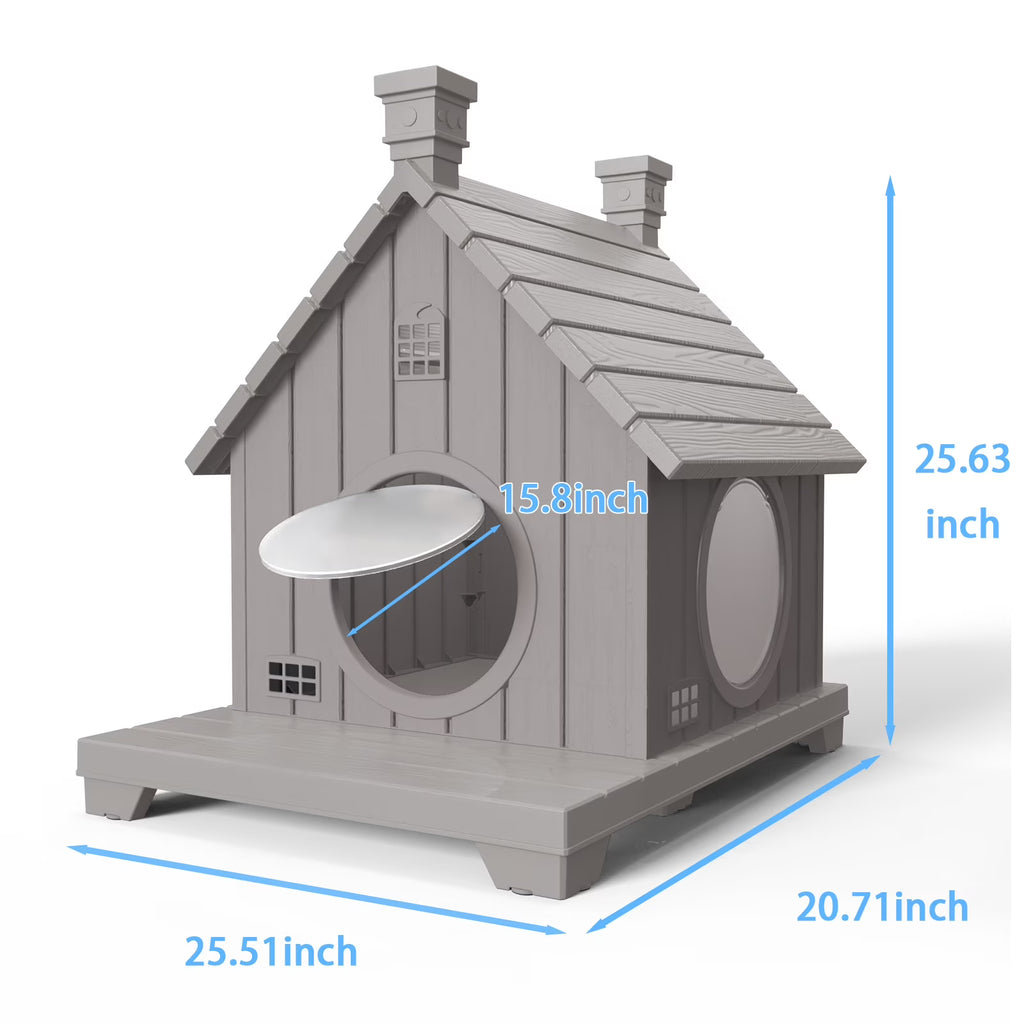 Joxxoaa Resin Outdoor Cat House – Waterproof and Ventilated Pet Shelter for Cats and Small Puppies; Easy to Assemble and Scratch-Resistant