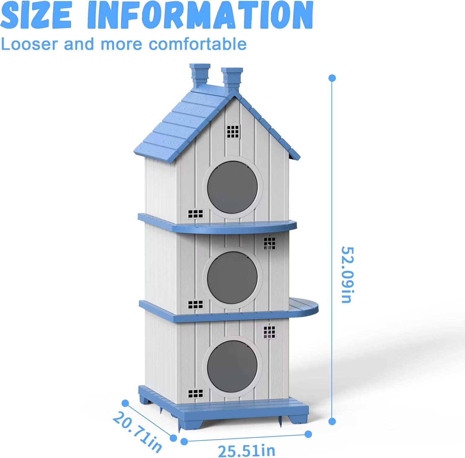 Joxxoaa Gray Resin Two-Tier Outdoor Cat House, Weatherproof Ventilated Pet Shelter for Cats Kittens Small Puppies, Easy Assembly Scratch Resistant Cat House