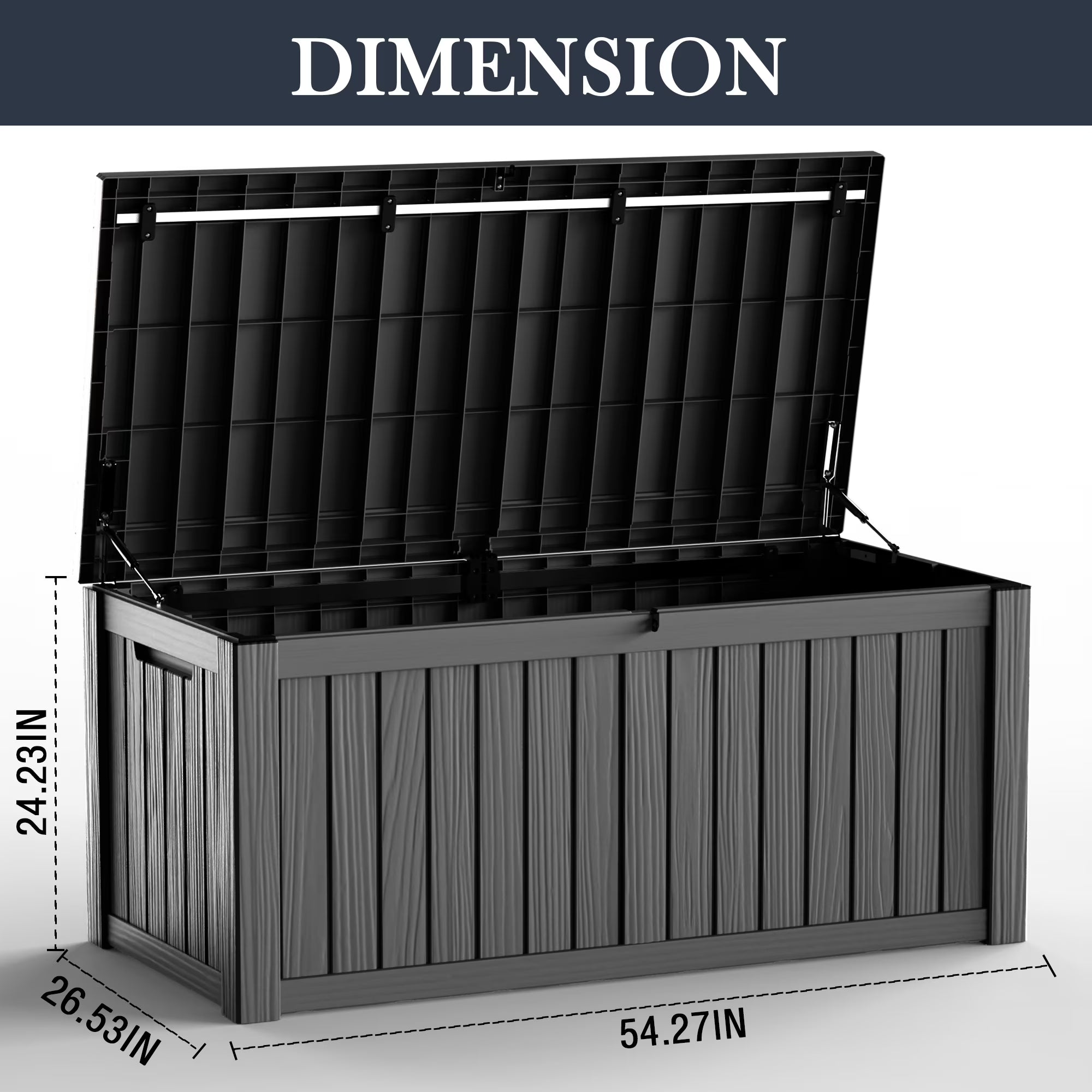 Joxxoaa Black 120 Gallon Resin Deck Storage Box, 2-Seater Outdoor Bench with Lockable Lid for Patio Garden Poolside Storage