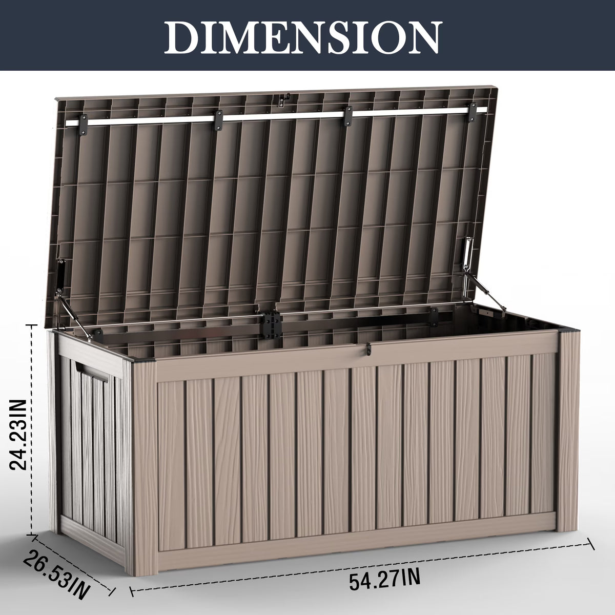 Joxxoaa Gray 120 Gallon Resin Deck Storage Box, 2-Seater Outdoor Bench with Lockable Lid for Patio Garden Poolside Storage.