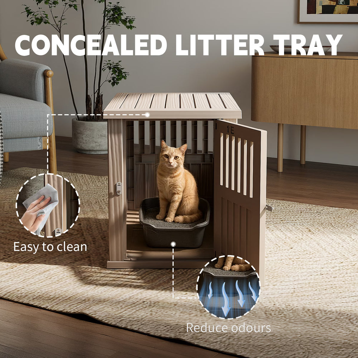 Joxxoaa Dog Crate & End Table, Indoor Furniture Style Pet Kennel for Small, Medium, Large & XL Dogs, Durable Composite,(Gray,Medium )