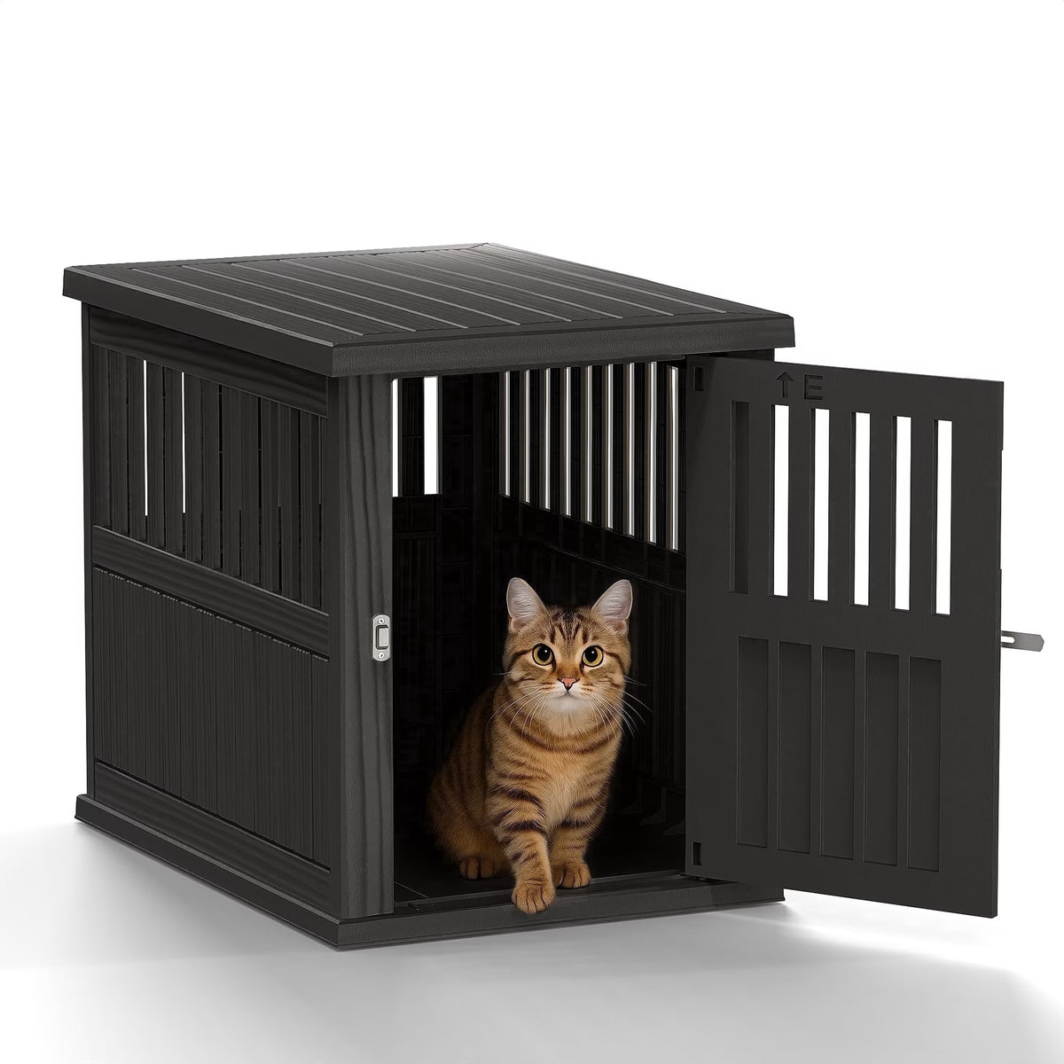Joxxoaa Dog Crate & End Table, Indoor Furniture Style Pet Kennel for Small, Medium, Large & XL Dogs, Durable Composite,(Black, Medium)Independence Day