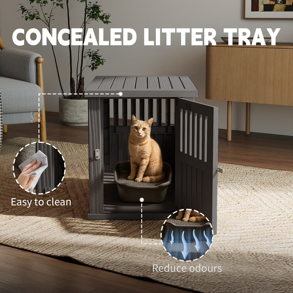 Joxxoaa Dog Crate & End Table, Indoor Furniture Style Pet Kennel for Small, Medium, Large & XL Dogs, Durable Composite,(Black, Medium)Independence Day