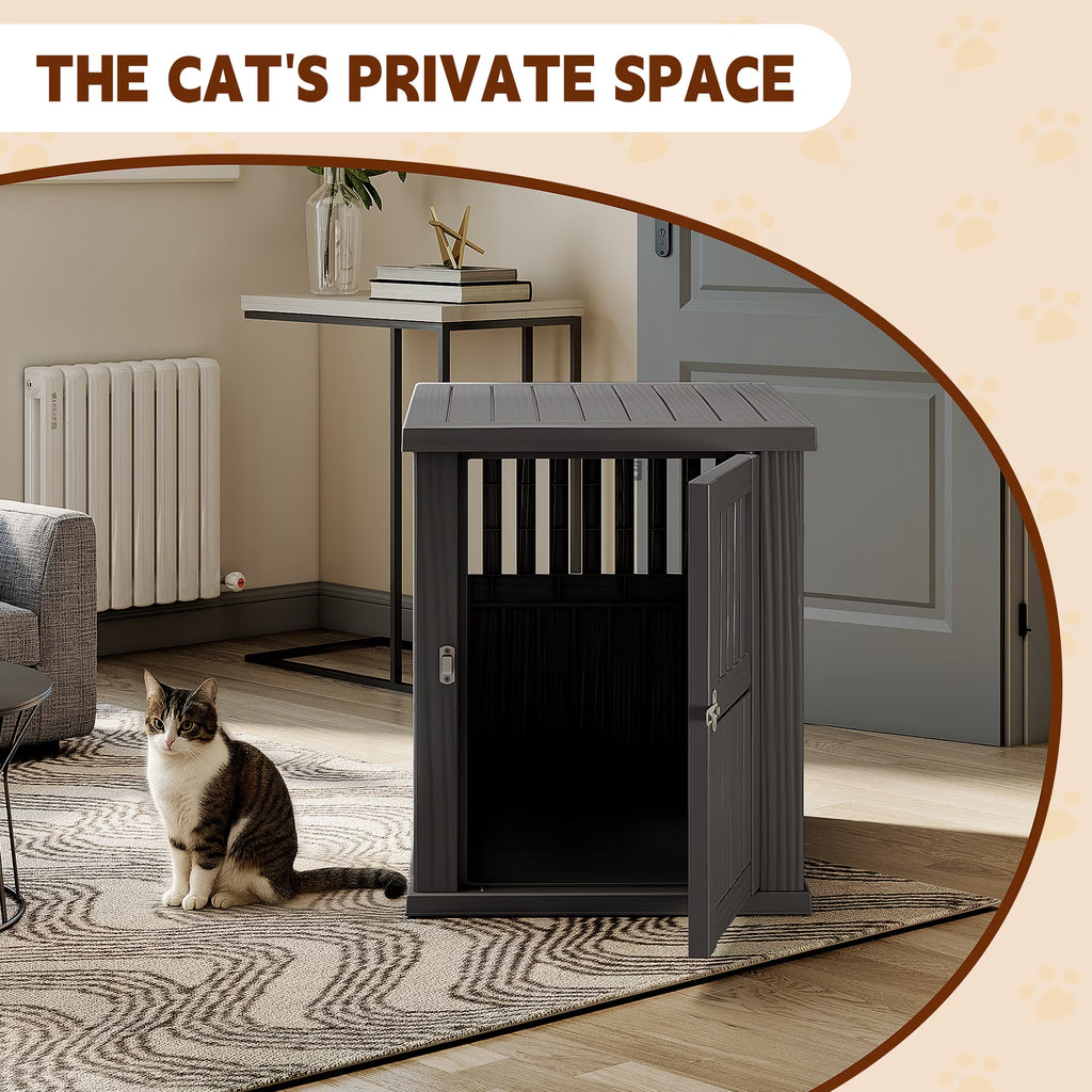 Joxxoaa Dog Crate & End Table, Indoor Furniture Style Pet Kennel for Small, Medium, Large & XL Dogs, Durable Composite,(Black, Medium)Independence Day