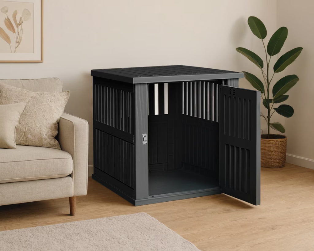 Joxxoaa Durable Dog Crate Furniture with Lockable Door,Dog House Indoor for Small Medium Large Dogs (Black, Large)
