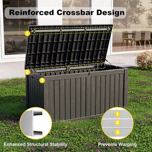 Joxxoaa 150 Gallon Outdoor Storage Box Waterproof Outside Resin Deck Box, Lockable Storage Bin for Patio Furniture,Garden Tools,Cushions,Pool Accessories(Black)
