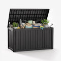 Joxxoaa 180 Gallon Resin Outdoor Deck Box Waterproof Patio Furniture, Garden Tools, Cushions, Pool Accessories Outside Storage (Black)