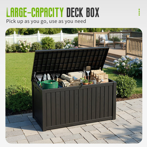 Joxxoaa 180 Gallon Resin Outdoor Deck Box Waterproof Patio Furniture, Garden Tools, Cushions, Pool Accessories Outside Storage (Black)