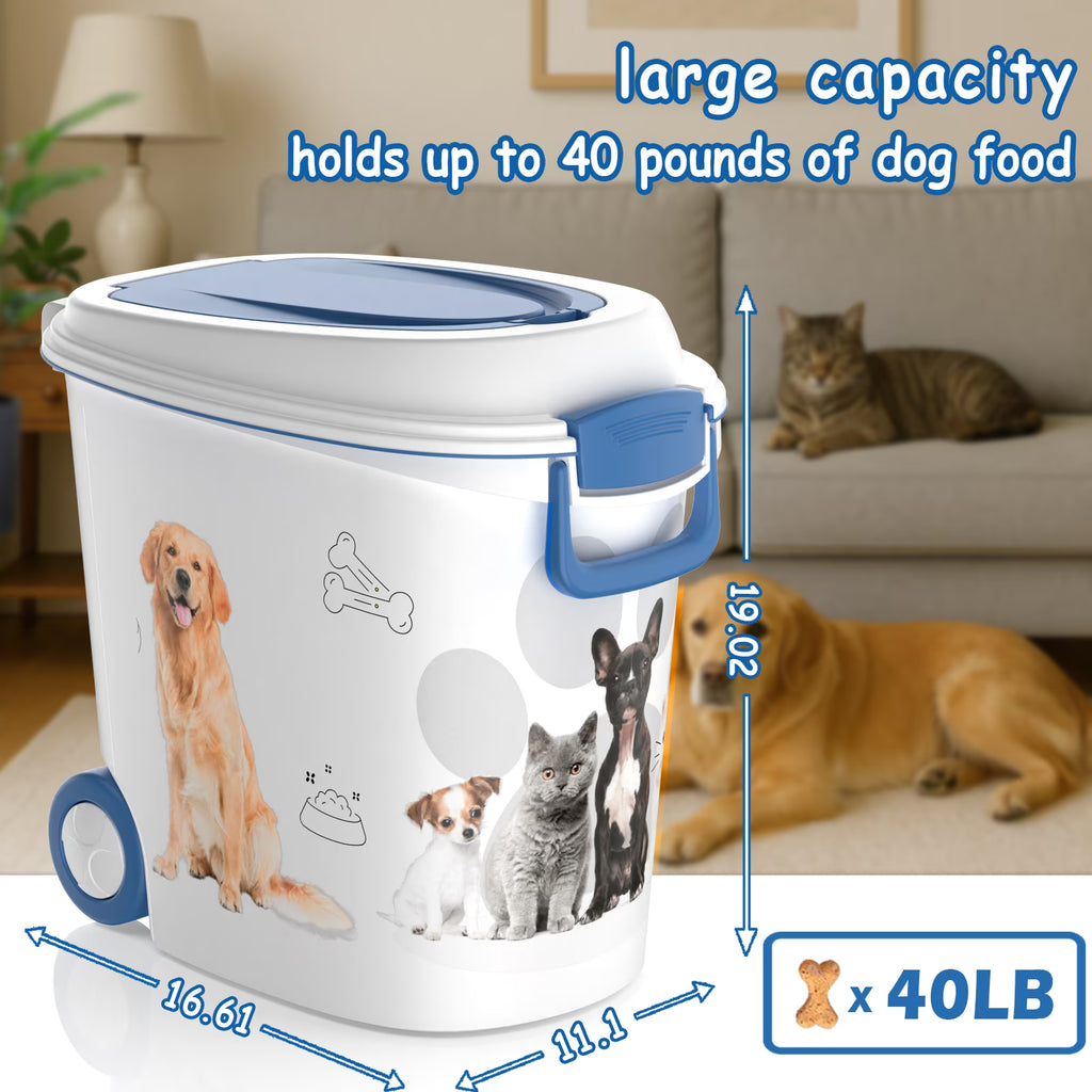 Joxxoaa Food Dispenser , Food Storage Container Sealed Moisture Proof with Cup and Bowl for Kitchen Pantry Household, BPA-Free, 1 Pack Blue