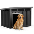 Joxxoaa Large Dog House Outdoor for Indoor with Weatherproof & Removable Roof,Fits Small to Large (Black)