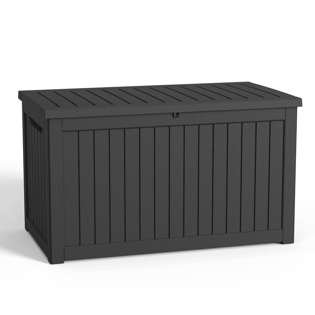 Joxxoaa 230 Gallon Waterproof Outdoor Storage Box,Resin Deck Box,Lockable Outside Storage Box Container for Patio Furniure,Garden,Tools (Black)
