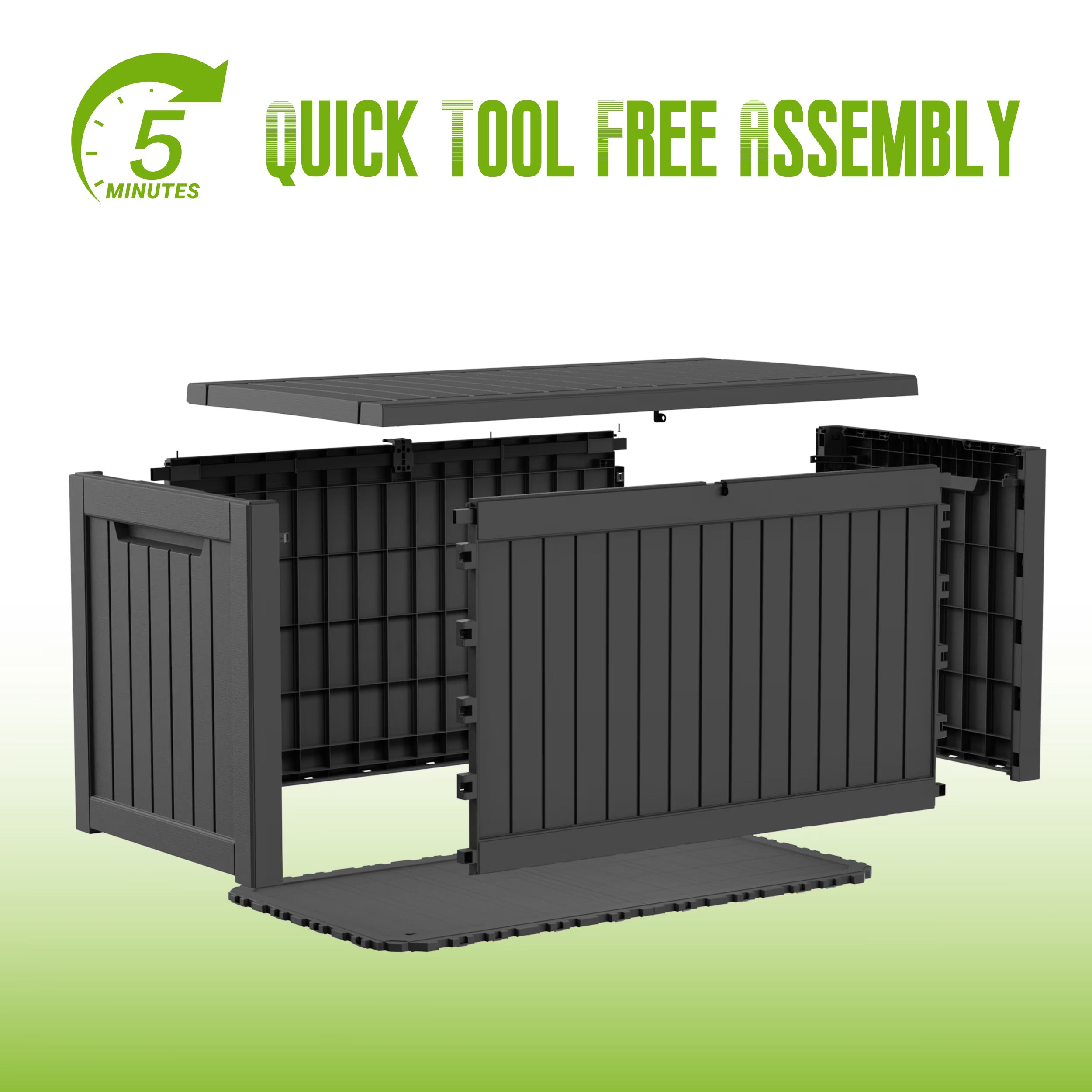 Joxxoaa 230 Gallon Waterproof Outdoor Storage Box,Resin Deck Box,Lockable Outside Storage Box Container for Patio Furniure,Garden,Tools (Black)