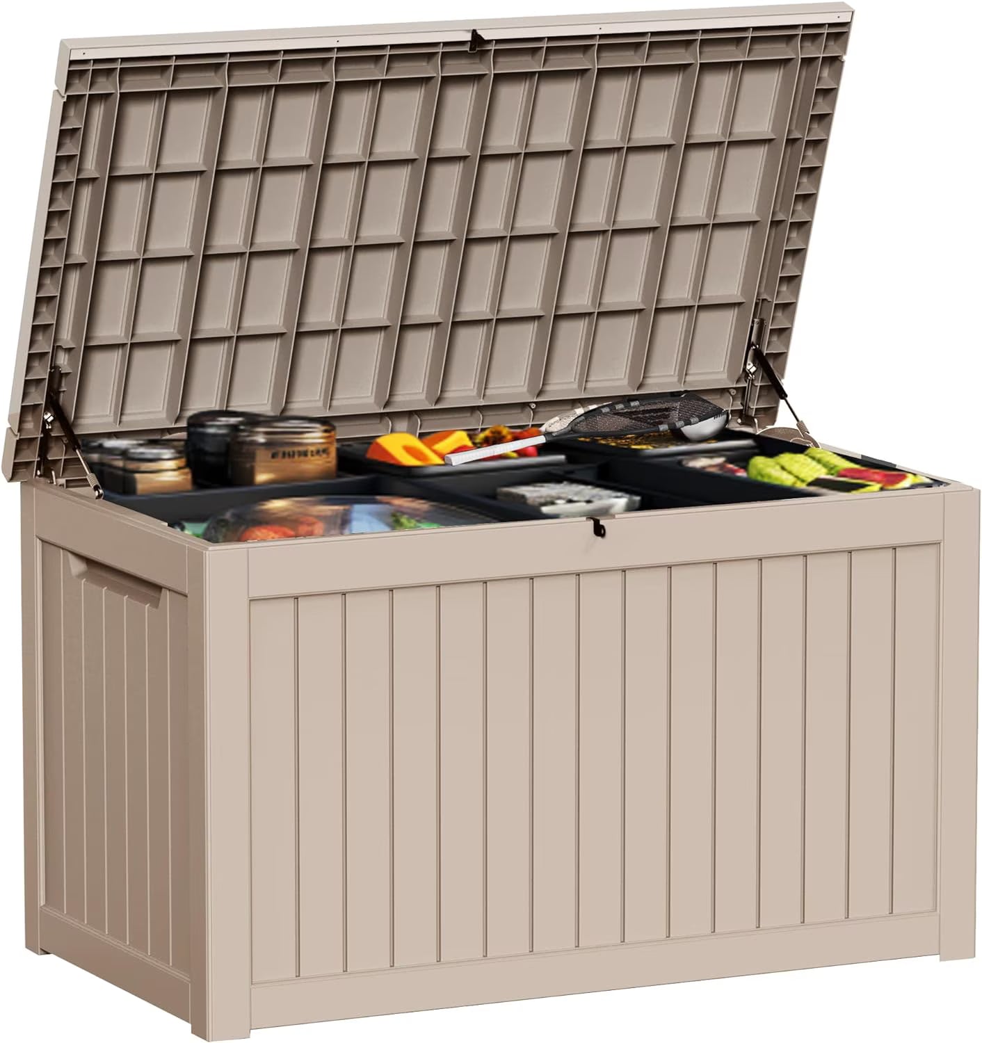 Joxxoaa 230 Gallon Resin Outdoor Deck Box, Waterproof Lockable Storage Box for Patio, Backyard and Garden Product Description