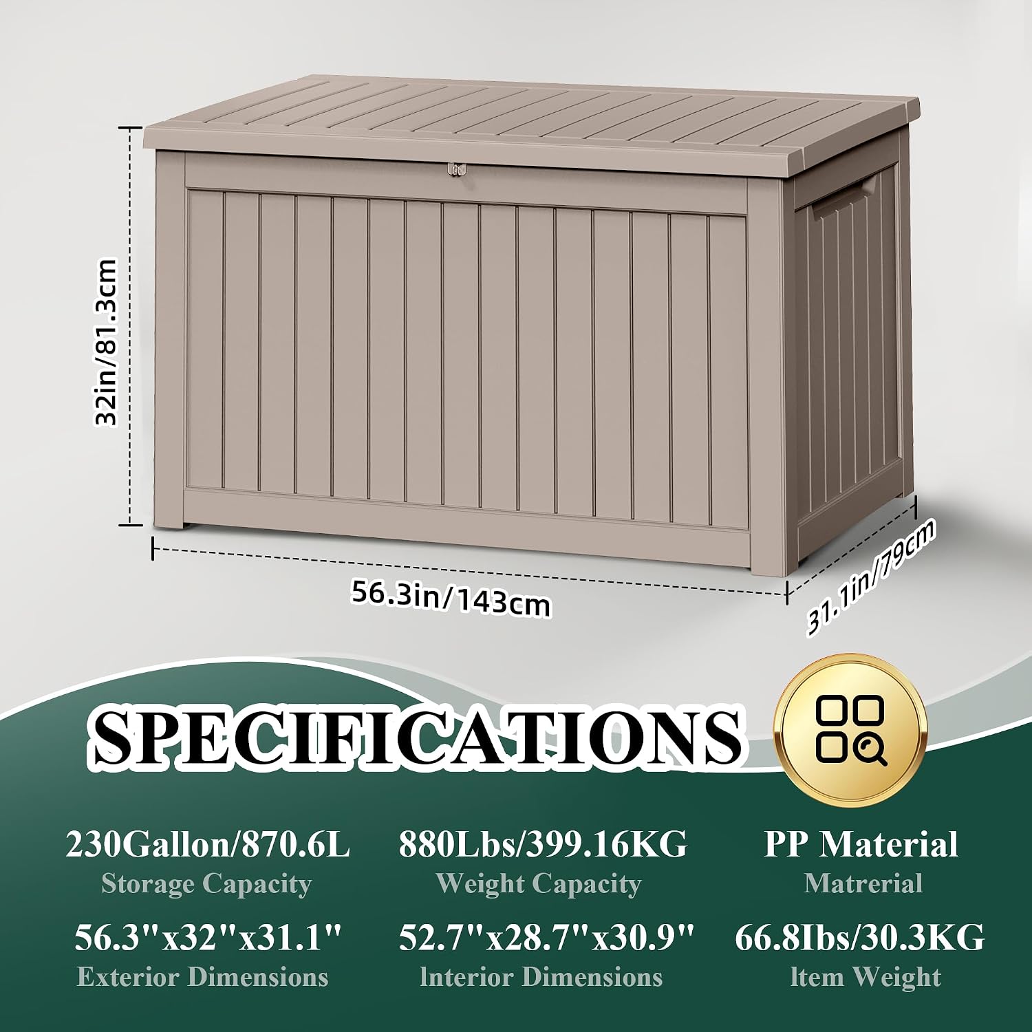 Joxxoaa 230 Gallon Resin Outdoor Deck Box, Waterproof Lockable Storage Box for Patio, Backyard and Garden Product Description