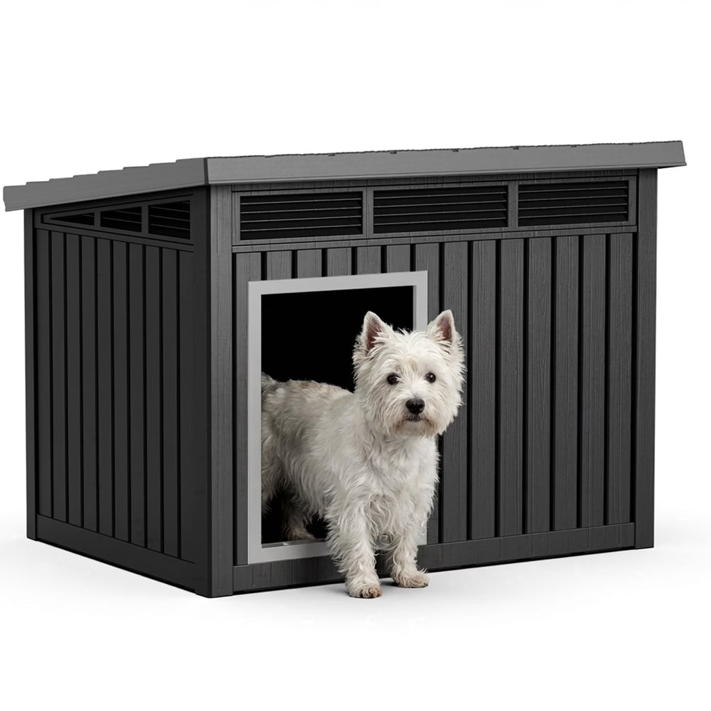 Joxxoaa Dog House for Both Indoor and Outdoor with Weatherproof Roof Removable Floors for Medium to Large Dogs Interior (Black).