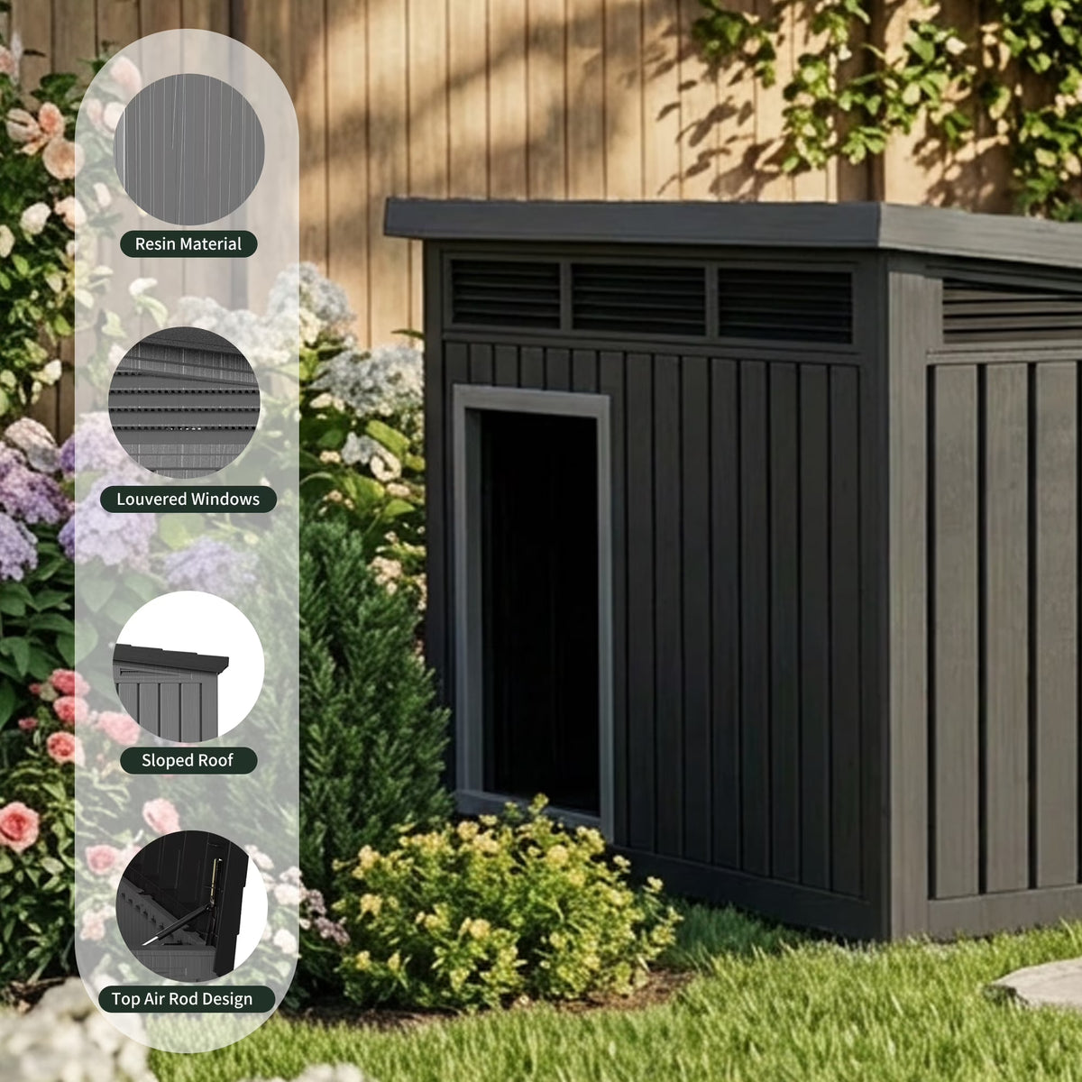 Joxxoaa Dog House for Both Indoor and Outdoor with Weatherproof Roof Removable Floors for Medium to Large Dogs Interior (Black).