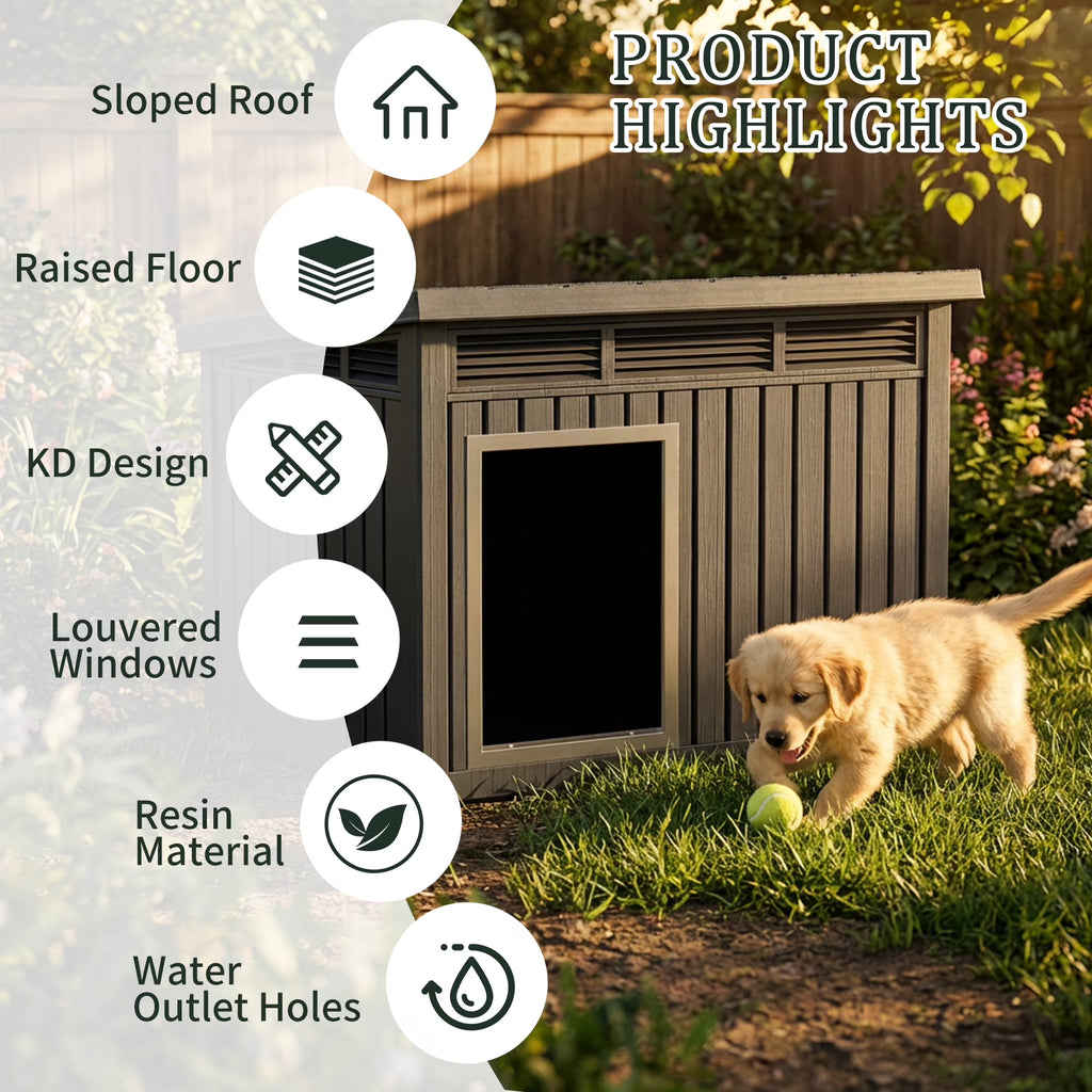 Joxxoaa Dog House for Both Indoor and Outdoor with Weatherproof Roof Removable Floors for Medium to Large Dogs Interior (Black).