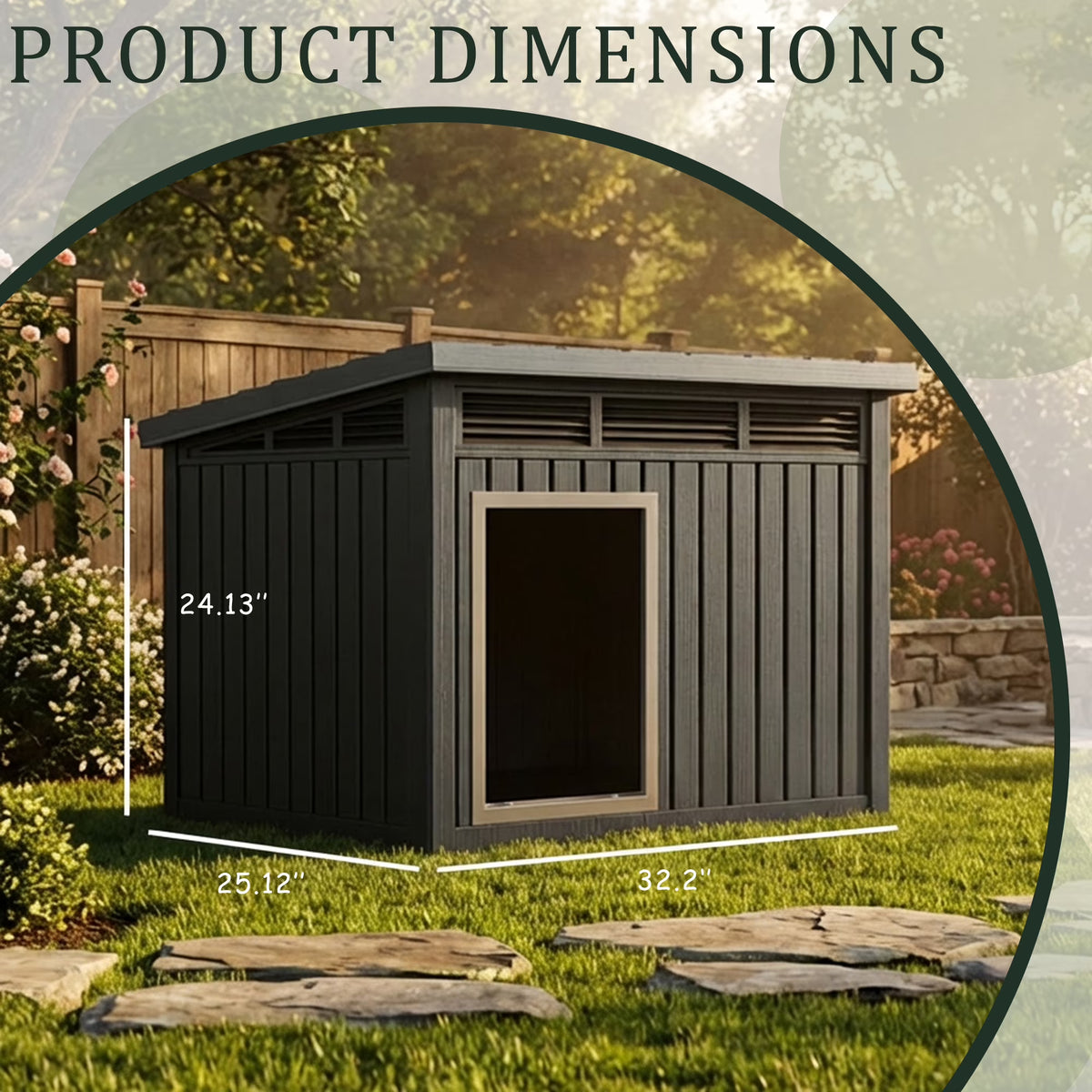 Joxxoaa Dog House for Both Indoor and Outdoor with Weatherproof Roof Removable Floors for Medium to Large Dogs Interior (Black).