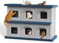 Joxxoaa Outdoor resin weatherproof cat house,ventilated and insulated for Cats,Kittens,Puppies,washable,easy to assemble,scratch and bite-resistant,non-stick to hair (blue)