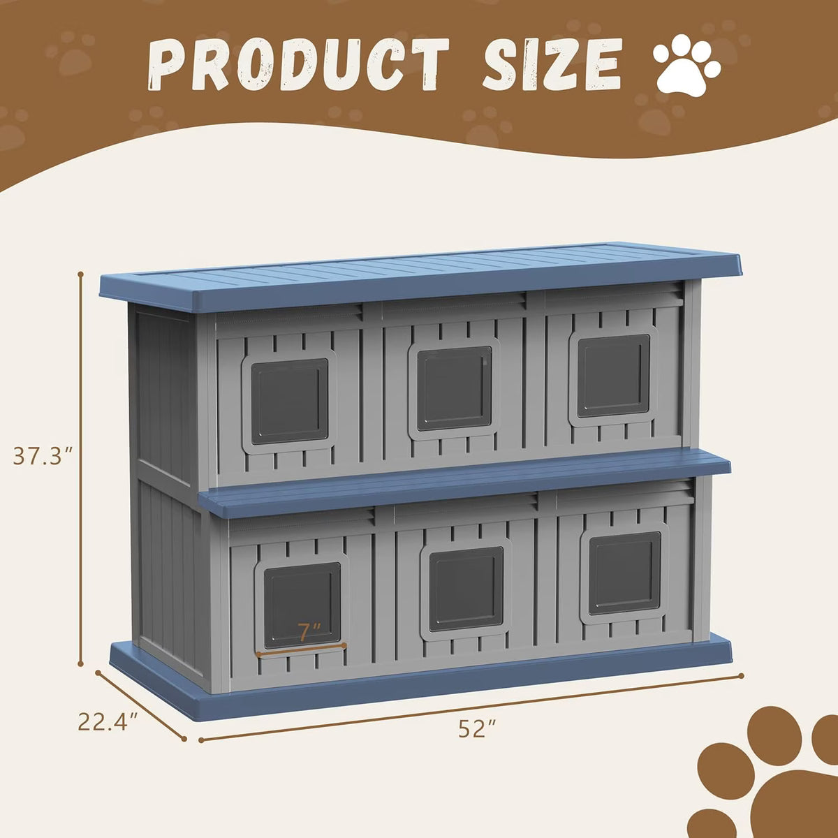 Joxxoaa Outdoor resin weatherproof cat house,ventilated and insulated for Cats,Kittens,Puppies,washable,easy to assemble,scratch and bite-resistant,non-stick to hair (blue)