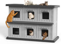 Joxxoaa Outdoor Resin Cat House, Weatherproof Ventilated Multi‑Chamber Shelter for Stray Cats.