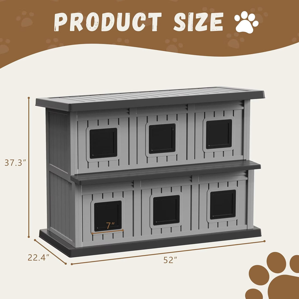 Joxxoaa Outdoor Resin Cat House, Weatherproof Ventilated Multi‑Chamber Shelter for Stray Cats.
