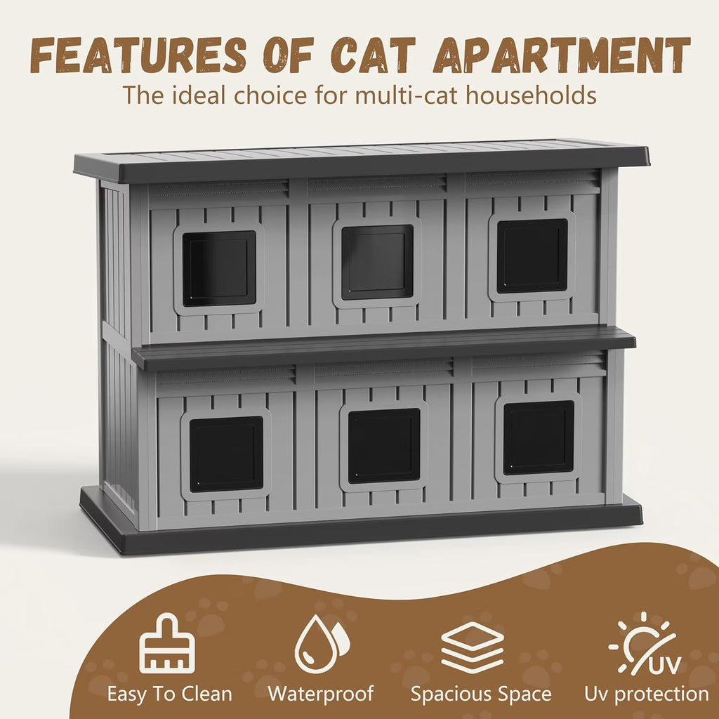 Joxxoaa Outdoor Resin Cat House, Weatherproof Ventilated Multi‑Chamber Shelter for Stray Cats.