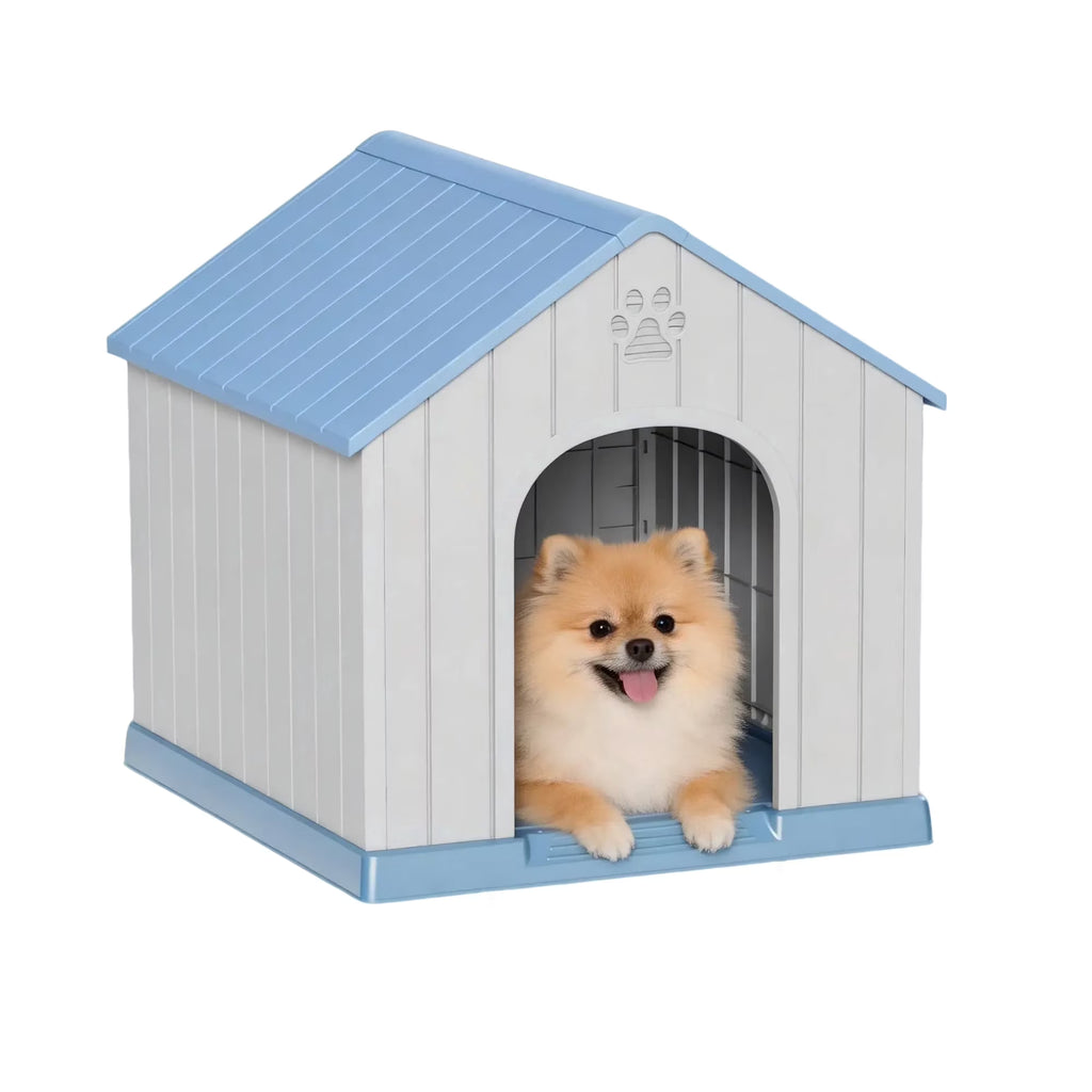 Joxxoaa Large Dog House Indoor Outdoor Waterproof,Puppy Shelter with Air Vents and Elevated Floor,Sturdy Dog Kennel for Small to Large Sized Dogs, Easy to Assemble (Blue)