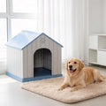 Joxxoaa Large Dog House Indoor Outdoor Waterproof,Puppy Shelter with Air Vents and Elevated Floor,Sturdy Dog Kennel for Small to Large Sized Dogs, Easy to Assemble (Blue)