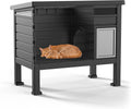 Joxxoaa Weatherproof Resin Outdoor Cat House, Elevated Ventilated Shelter for Cats, Kittens and Small Puppies, Easy to Clean & Assemble.