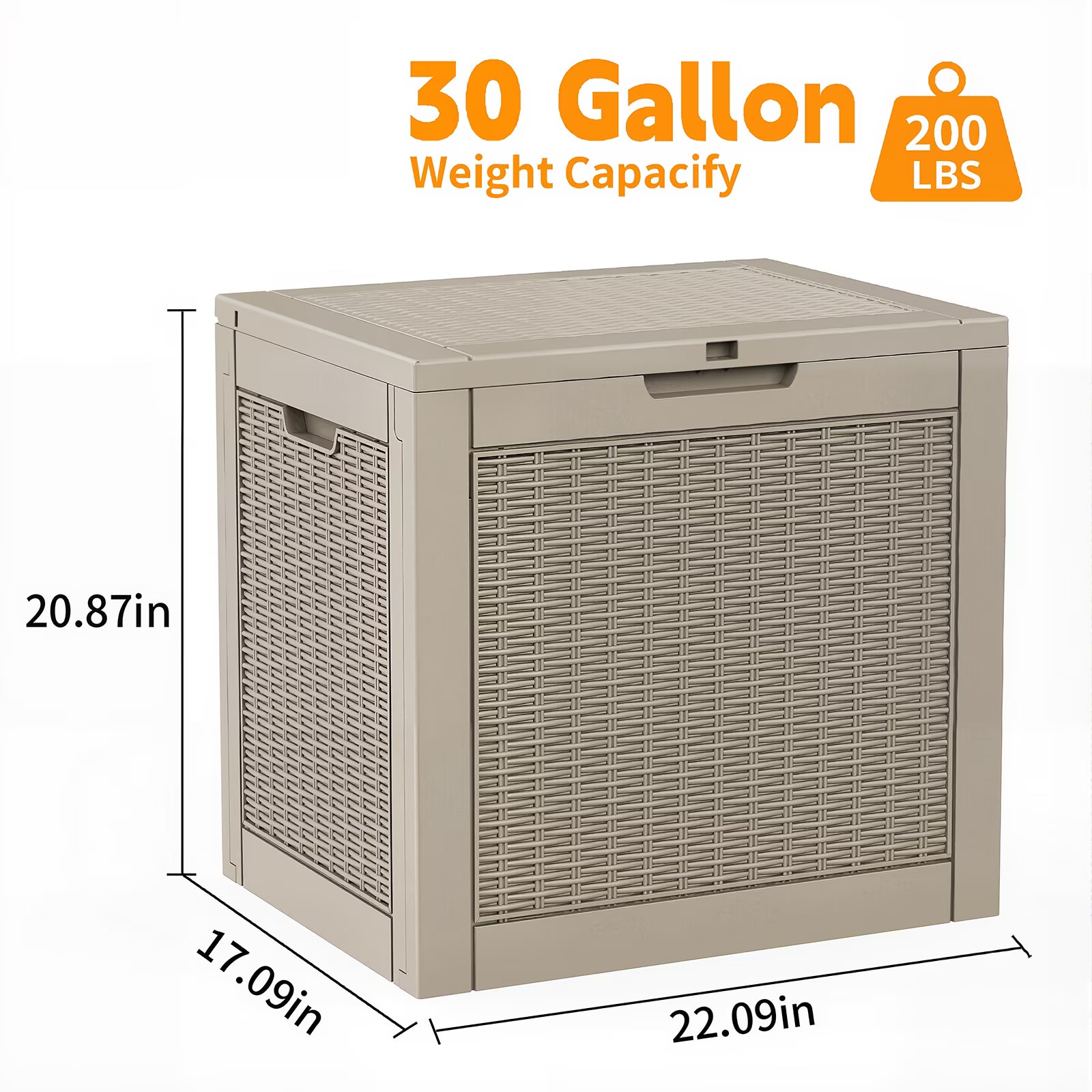 Joxxoaa 30 Gallon Resin Deck Box, Gray Lockable Patio Outdoor Storage Box for Cushions, Garden Tools and Outdoor Supplies
