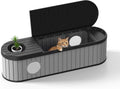 Joxxoaa Outdoor Resin Weatherproof Cat House, Insulated Ventilated Pet Shelter for Cats Kittens Puppies, Scratch Resistant Washable Design, Gray