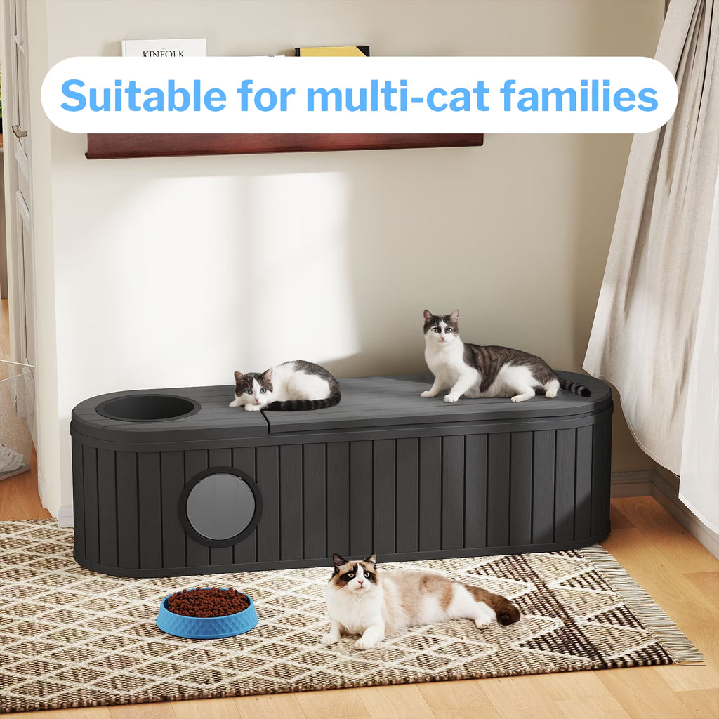 Joxxoaa Space-Saving Hidden Cat Litter Box, Weatherproof Resin Cat House with Ventilation for Indoor/Outdoor Use, Easy Assembly.