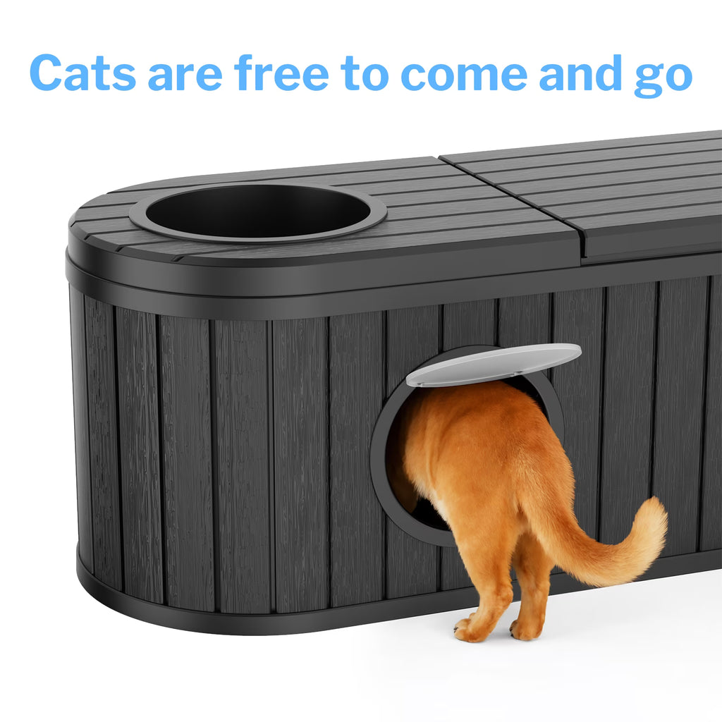 Joxxoaa Space-Saving Hidden Cat Litter Box, Weatherproof Resin Cat House with Ventilation for Indoor/Outdoor Use, Easy Assembly.