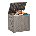 Joxxoaa 32 Gallon Outdoor Deck Box,Waterproof Resin Outdoor Storage Boxes, Outside Storage Lockable Container for Garden Tools,Indooor Cushions,Accessories (Grey)