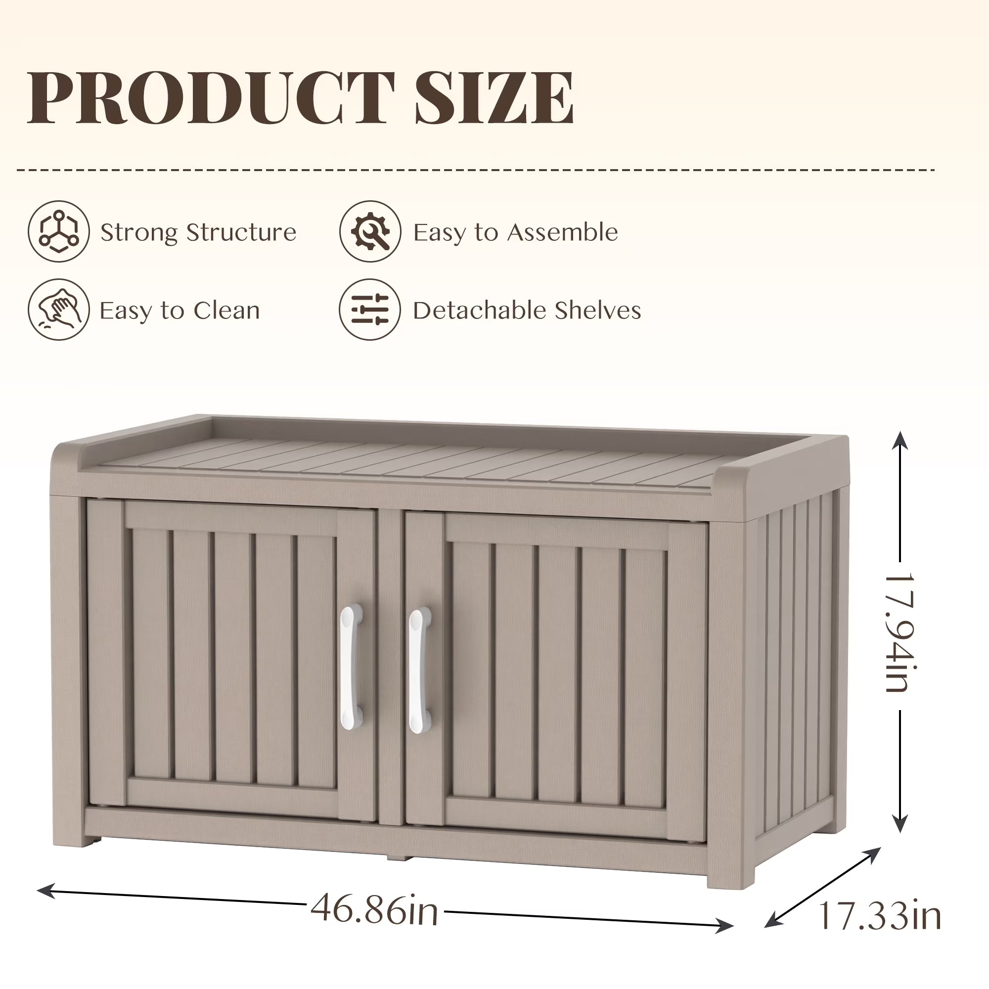 Joxxoaa storage Benches Double-Door Shoe Cabinet – Resin Storage Bench with Shoe Rack for Entryway (Grey, Dual-Sided)