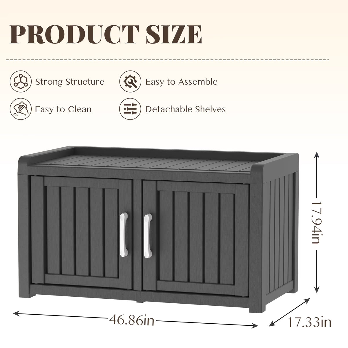 Joxxoaa storage Benches Double-Door Shoe Cabinet – Resin Storage Bench with Shoe Rack for Entryway (Black, Dual-Sided)
