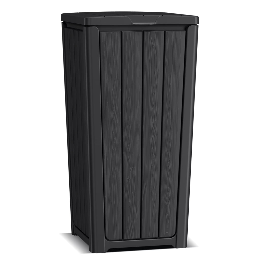 Joxxoaa Outdoor Resin Trash Hideaway, Large Capacity Waste Container with Lid for Patio Backyard Garden, Black.