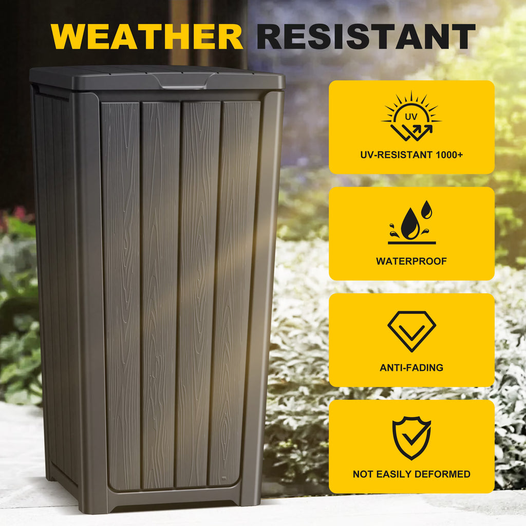 Joxxoaa Outdoor Resin Trash Hideaway, Large Capacity Waste Container with Lid for Patio Backyard Garden, Black.