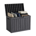 Joxxoaa 45 Gallon Resin Deck Box, Lockable Waterproof Outdoor Storage Container for Patio Cushions, Garden Tools, Black.