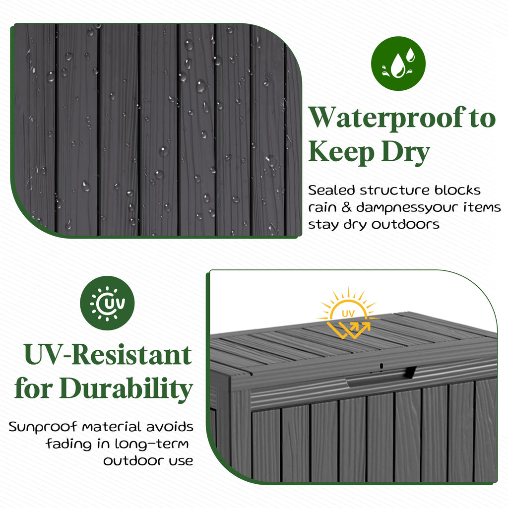 Joxxoaa 45 Gallon Resin Deck Box, Lockable Waterproof Outdoor Storage Container for Patio Cushions, Garden Tools, Black.